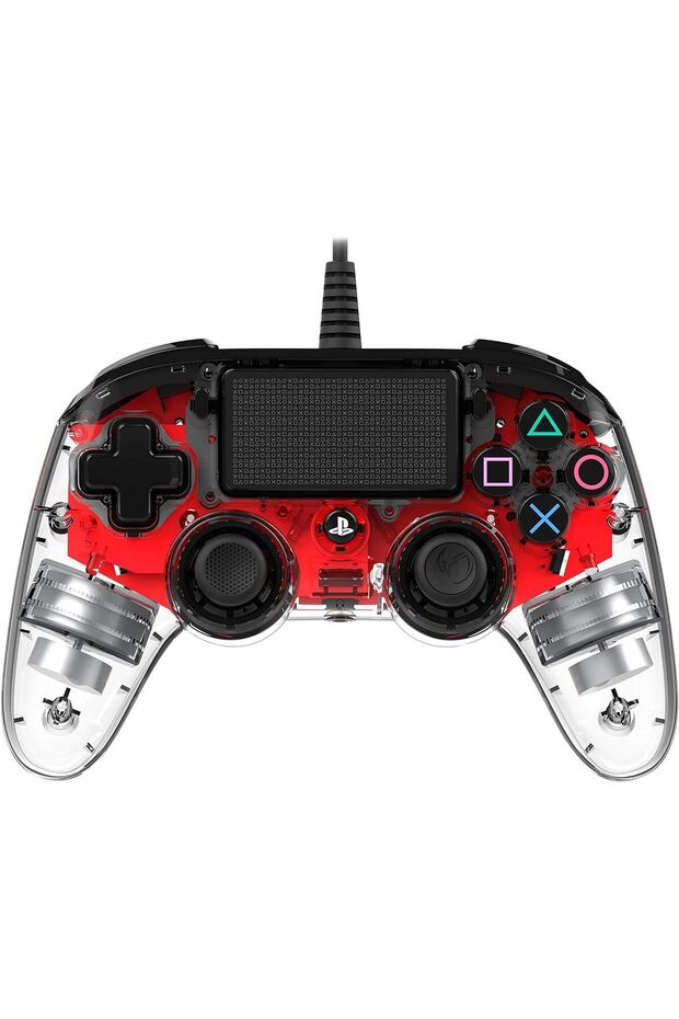 وحدة تحكم سلكية مضيئة مدمجة لجهاز بلاي ستيشن 4 - أحمر - 1