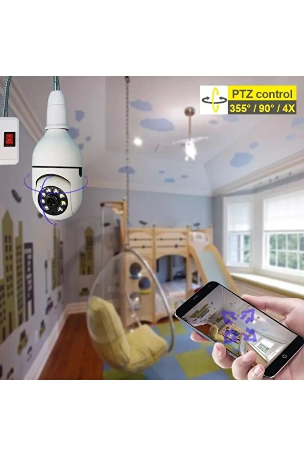 Solution tech WiFi 360 Led Ampul Kamera Kablosuz Gece Görüş Çift Yönlü Ses Akıllı Hareket Algılama - 6