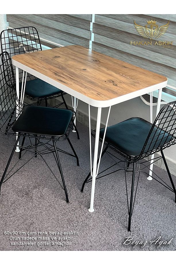 Beyaz Metal Ayaklı 60x90 Cm KALINLIKLI (TEK MASA) Eclipse Mutfak - Balkon - Çalışma Masası 2024 - 4