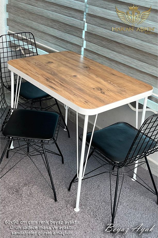 Beyaz Metal Ayaklı 60x90 Cm KALINLIKLI (TEK MASA) Eclipse Mutfak - Balkon - Çalışma Masası 2024 - 6