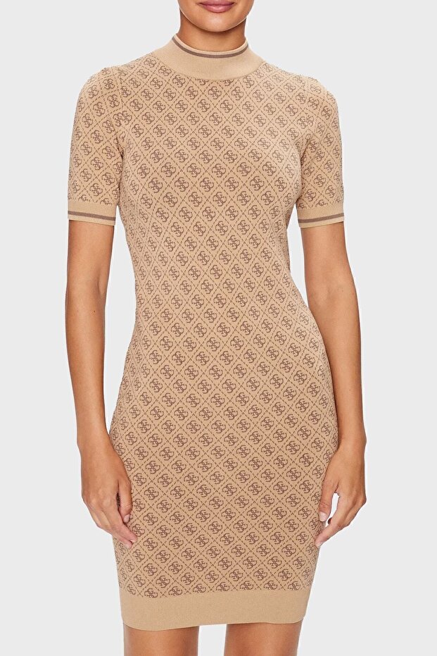 Slim Fit Crew Neck Logo Patterned Short Sleeve Mini Dress Dress W3Yk39Z37K0 F1Fp