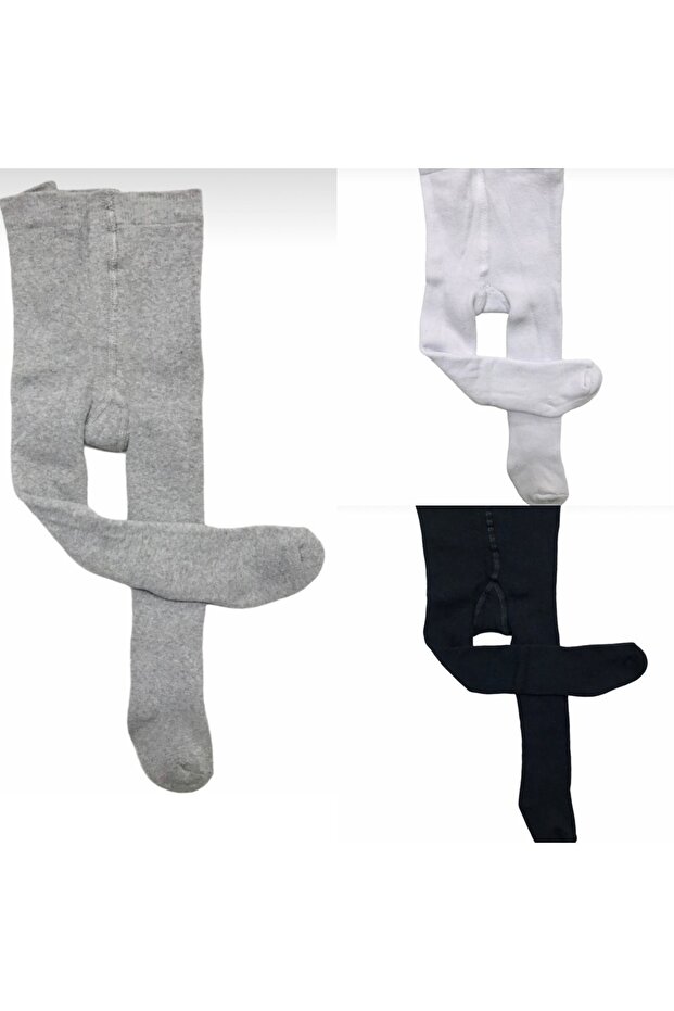Children's Cotton Tights 1 White 1 Black 1 Gray 3-Piece