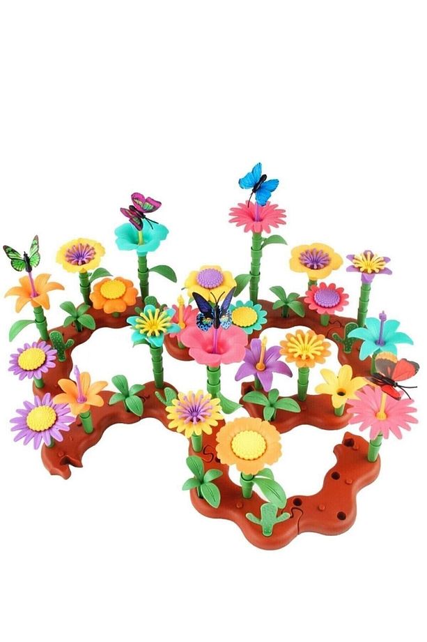 104 Parça Bahçe Çiçek Yapım Seti Yapı Blokları Yapboz BulTak Puzzle Deniz Plaj Oyuncak Çiçek Bahçesi - 6