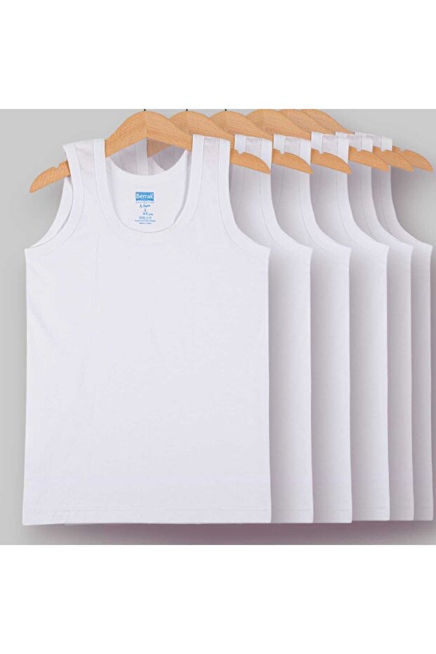 Berrak Boys' 100% Cotton Undershirts, Anti-Sweat, Comfortable Cut and Soft Texture, Pack of 6