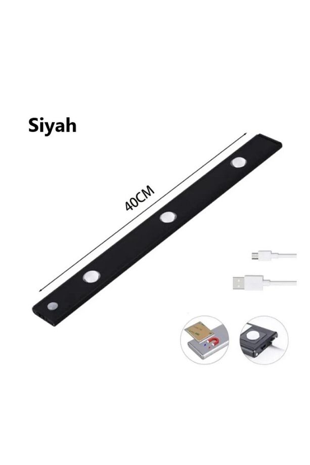 2 Adet 40cm Harekete Duyarlı Sensörlü Usb Şarj Dim Edilebilir Taşınabilir Mutfak Dolap, Gece Lambası - 7