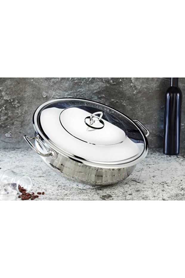Bestinox 40 cm Flat Steel Pot 18 Lt Family Size