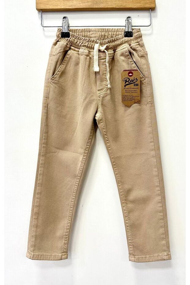 Children's Beige Elastic Waist Pants