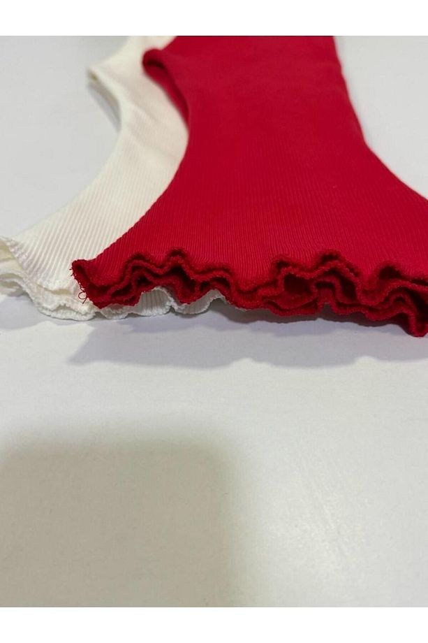 2 li Kız Bebek Triko Kaşkorse Kumaştan Fitilli Ispanyol Paça Tayt Tek Alt,Pantolon - 3