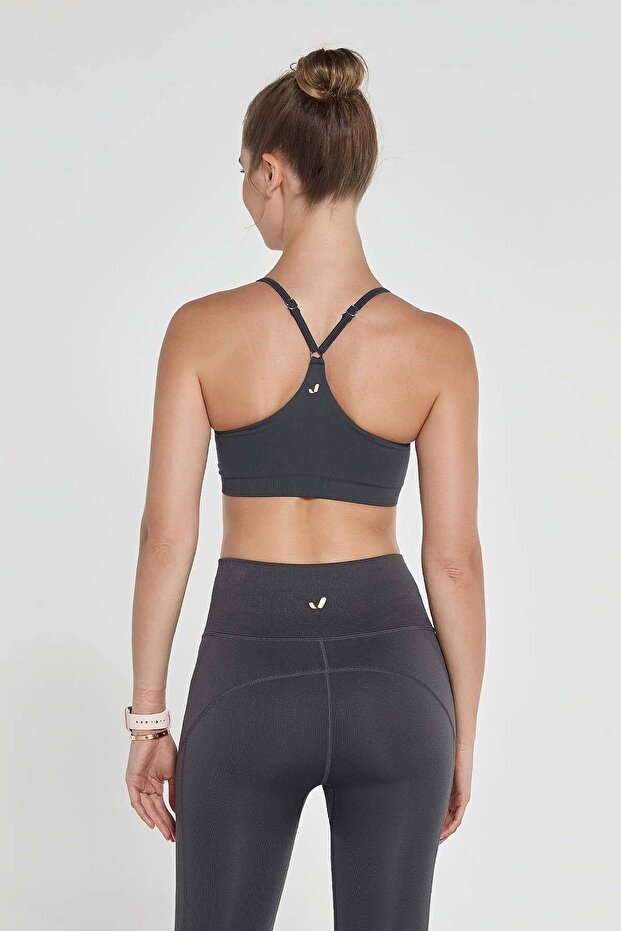 Pine Adjustable Thin Strap Bra Anthracite - 4