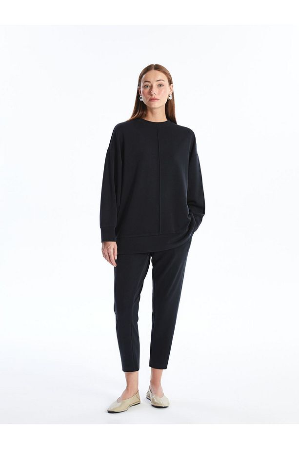 Aversa - Modal  Kumaş Oversize Uzun Kollu Sweatshirt - Antrasit - 1