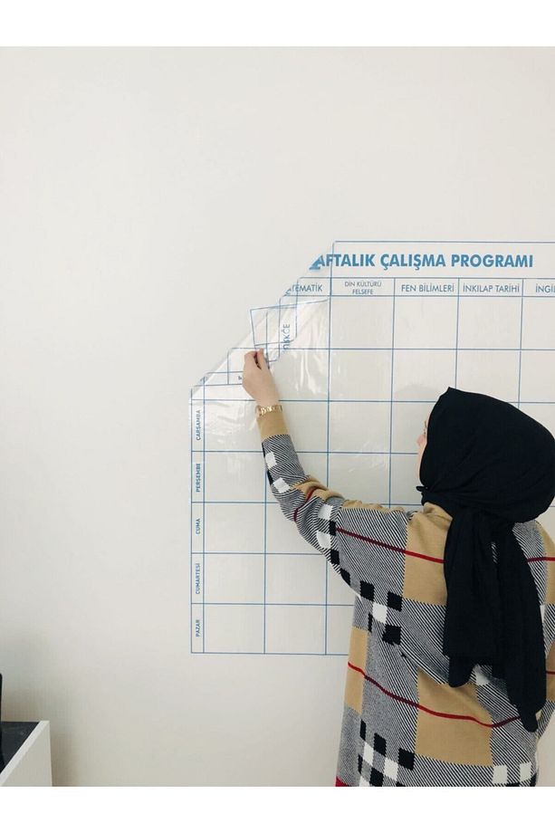 Haftalık Ders Çalışma Programı 5-6-7-8. Sınıf Statik Akıllı Kağıt Yazı Tahtası 120x100 Cm Kalem - 1
