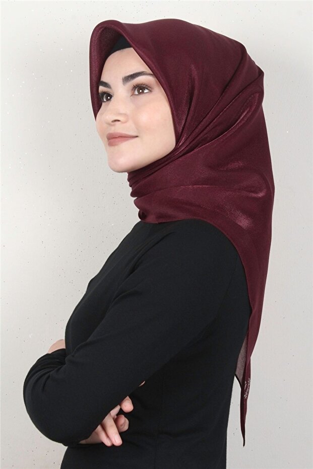 Simli Eşarp Bordo - 1
