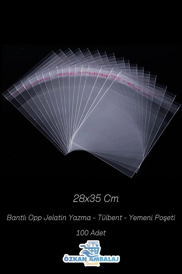 Bantlı Opp Poşet Jelatin Yazma-tülbent-yemeni Poşeti 100 Adet ( 28x35) - 1
