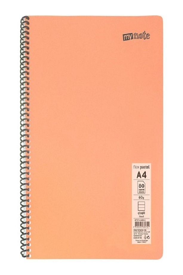 Defter Spiralli Telli Pp Kapak A4 6 Adet Farklı Renkler 80 Sayfa Kareli Defter ( 6 Farklı ) - 2