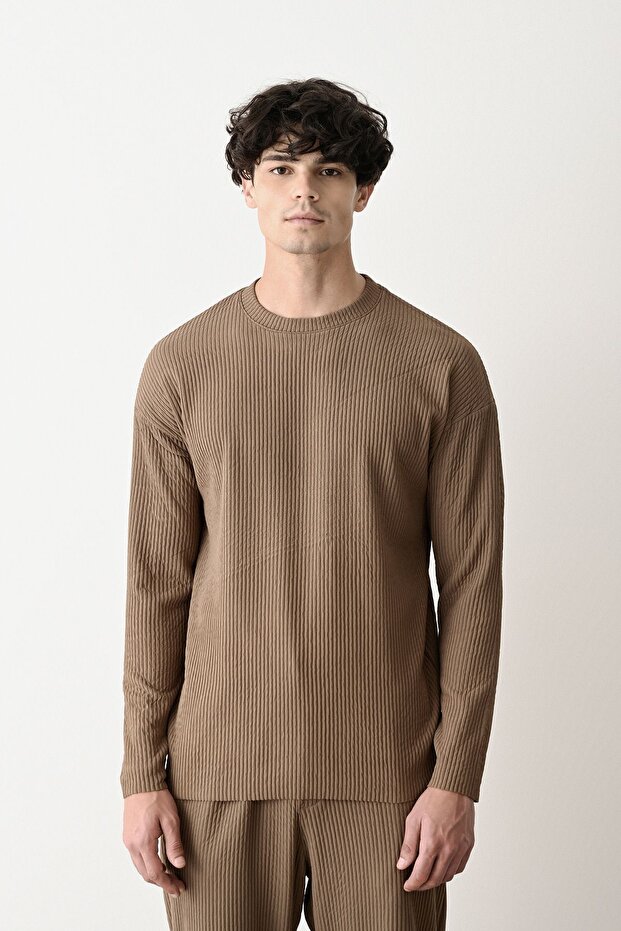 Erkek Oversize Fitilli Sweatshirt - 1