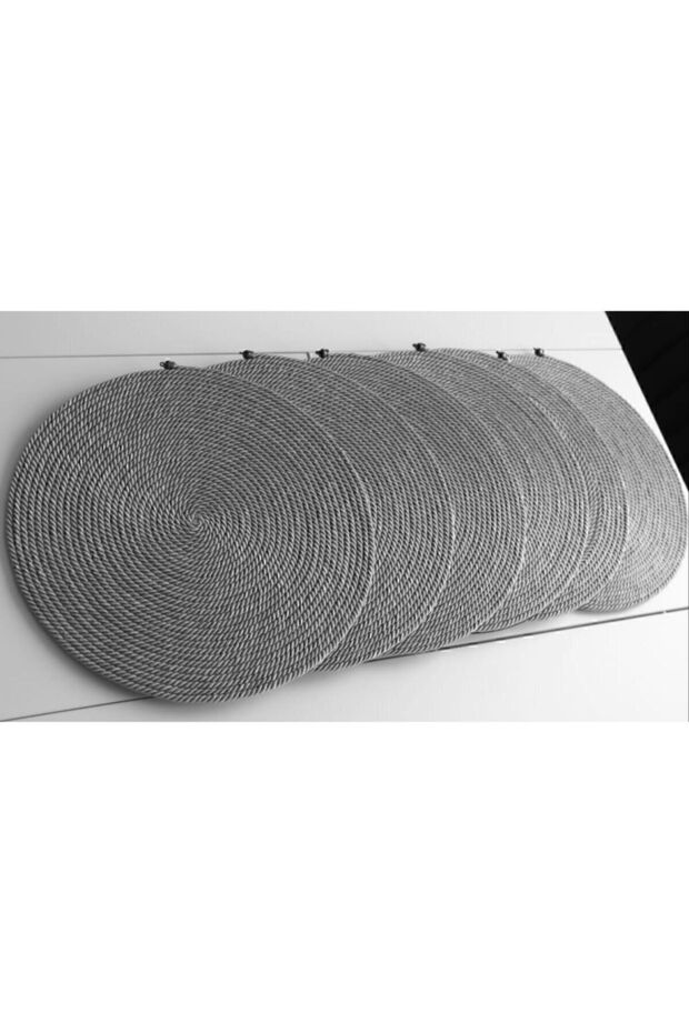 6 Pieces Gray Placemat Runner Tableware Presentation Dowry Set Cotton Straw Living Room Kitchen Tablecloth
