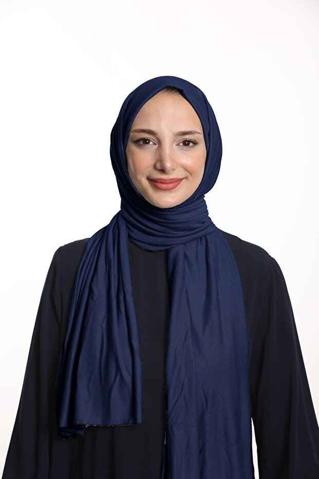 شال نسائي من القطن الممشط ليكرا باللون الأزرق الداكن