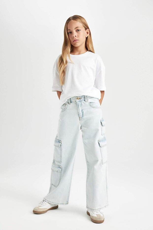 Dfc - Girl's Wide Leg Cargo Wide Leg Jeans