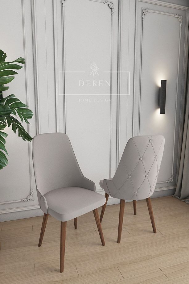 Luna Serisi, 80x132 Açılabilir Mdf Mutfak Ve Yemek Masası Takımı 6 Adet Açık Gri Sandalye - 3