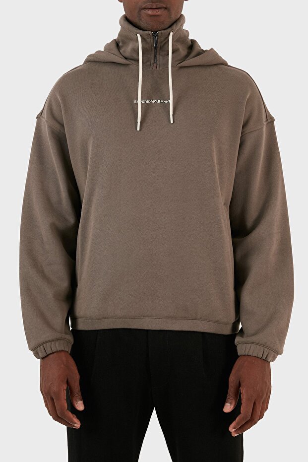 Cotton Hooded Half Zipper Oversize Fit Sweat Men's SWEAT 6R1ME6 1JWPZ 044