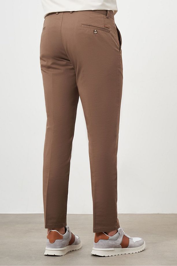 Erkek KAHVE Yazlık Pamuk Yan Cep Dynamic Fit Chino Pantolon - 3