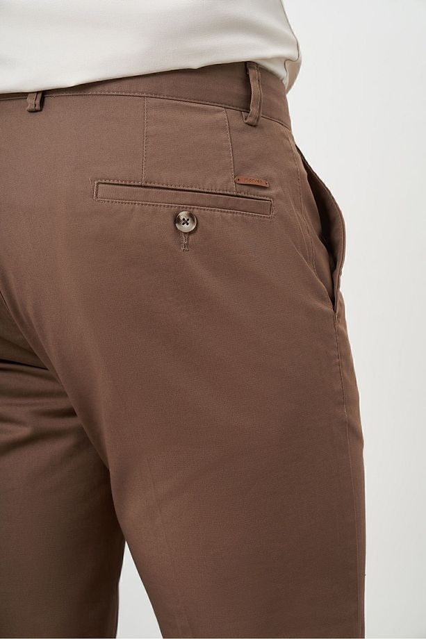 Erkek KAHVE Yazlık Pamuk Yan Cep Dynamic Fit Chino Pantolon - 4