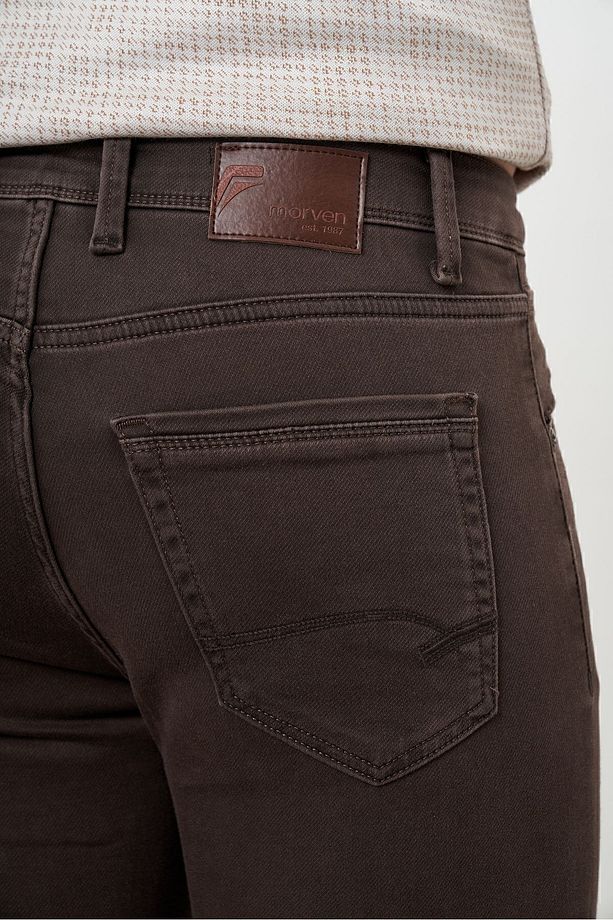 Erkek KAHVE Mevsimlik Pamuk 5 Cep Dynamic Fit Jean Pantolon - 4