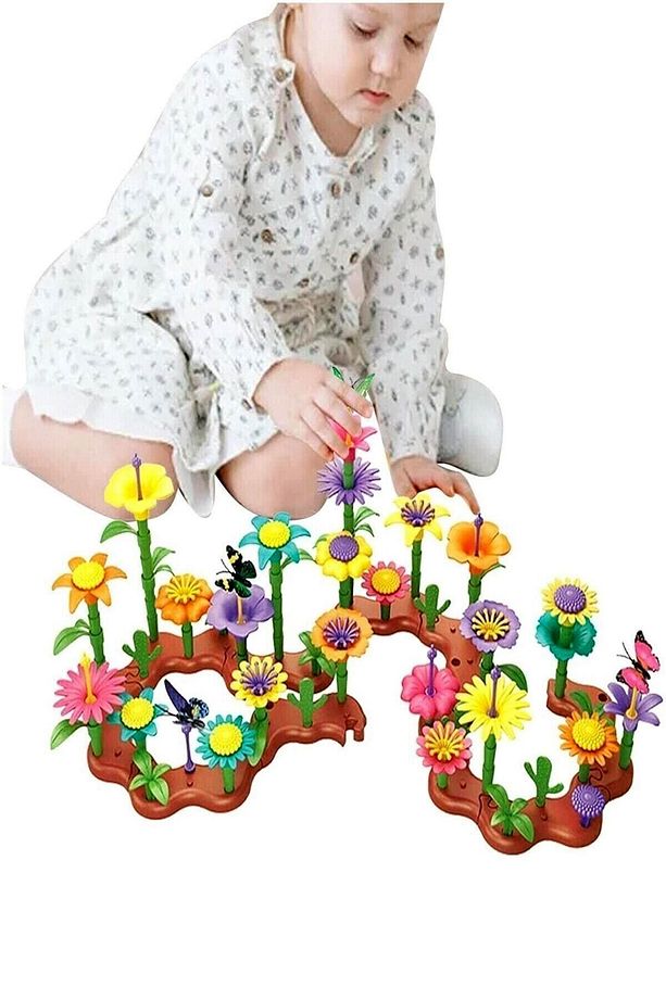 156 Parça Bahçe Çiçek Yapım Seti Yapı Blokları Yapboz Bul Tak Puzzle Eğitici Oyuncak Çiçek Bahçesi - 7