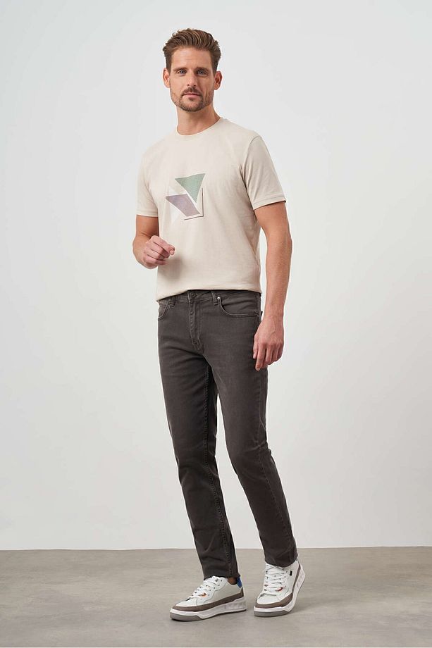 Erkek Lacivert - Kahve Denim 5 Cep Dynamic Fit Jean Kot Pantolon - 5