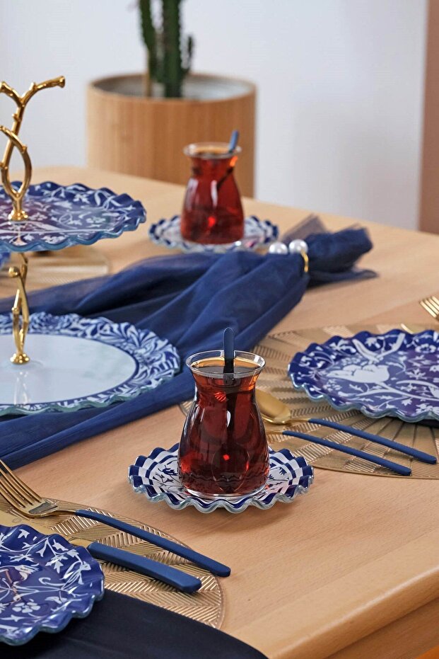 BlueBloom 6 Kişilik Çay Takımı - 1