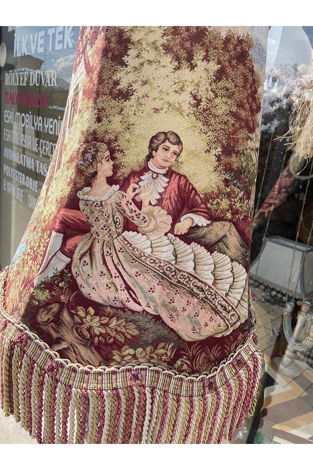 Dokuma Goblen Eşsiz Tasarımlı Lambader, Ahşap Ayaklı, Aydınlatma aksamı dahil. (178cm yükseklik) - 2