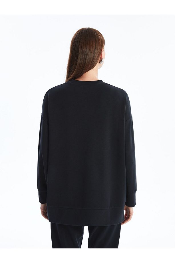 Aversa - Modal  Kumaş Oversize Uzun Kollu Sweatshirt - Antrasit - 5