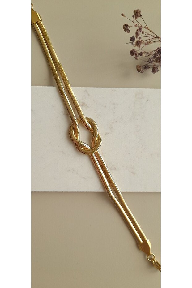 STEEL GOLD ITALIAN YASSI KNOT BRACELET