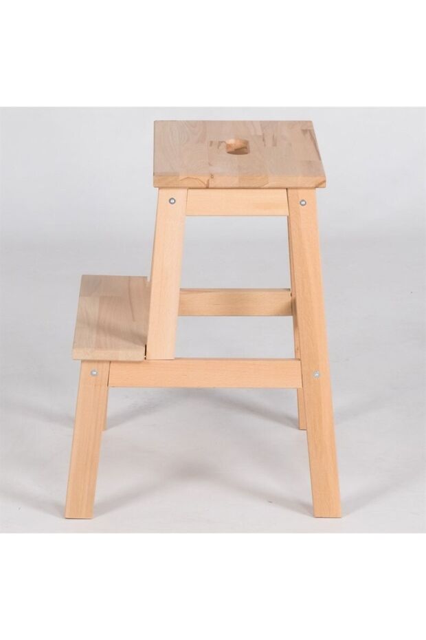 Ahşap Basamaklı Ahşap Tabure İskandinav Kahverengi 50 x 43 Modern Garantisiz - 3