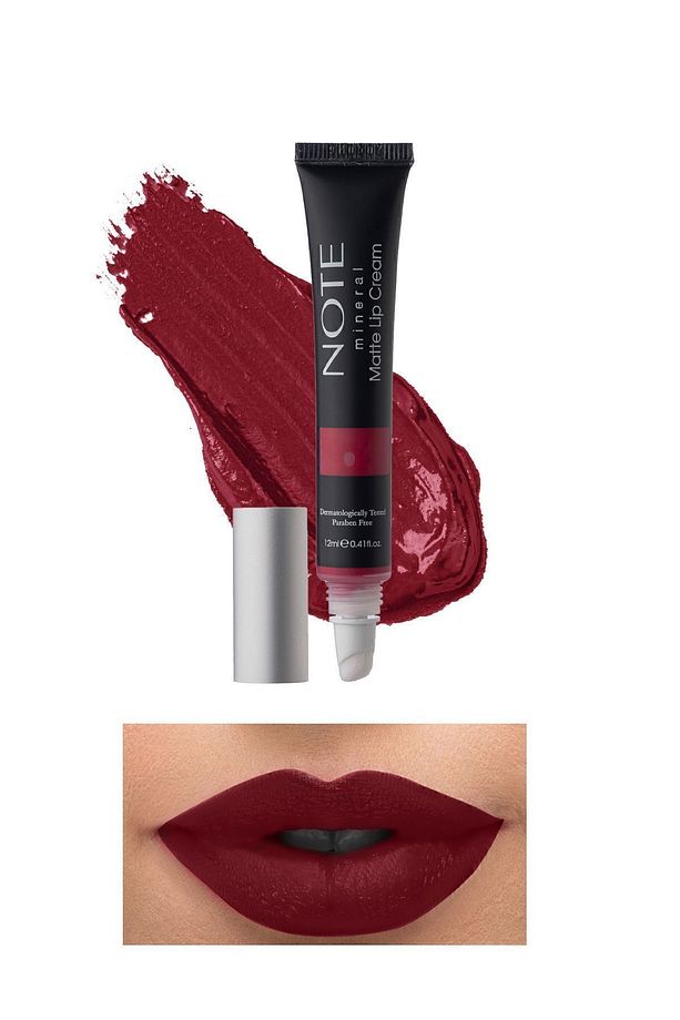 Mineral Matte Lip Cream Yarı Mat Bitişli Likit Ruj 05 Plum Wine - Kırmızı - 1