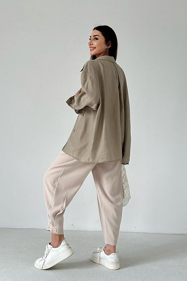 Düşük Omuzlu Oversize Gömlek - 4