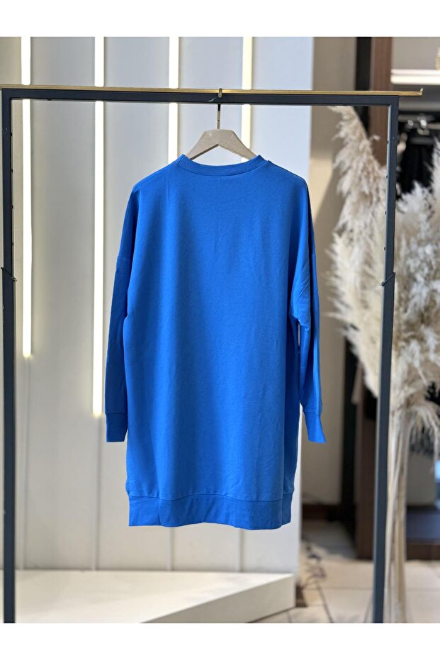 Düz Model Mavi Sweatshirt 30644 - 4