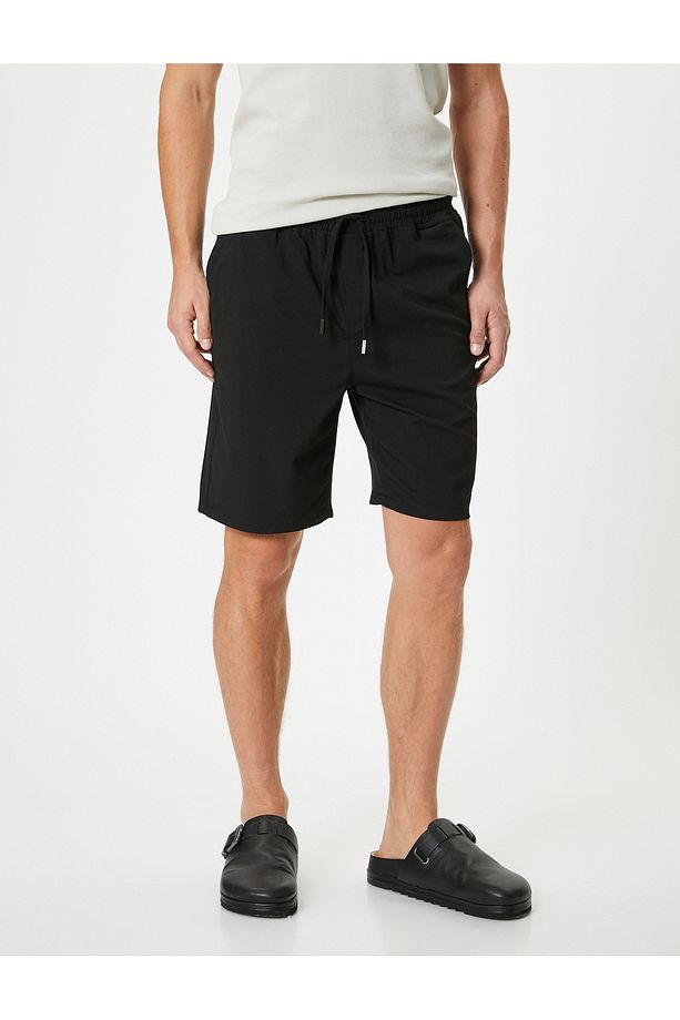 Slim Fit Şort Bermuda Chino Beli Bağcıklı Cep Detaylı - 3
