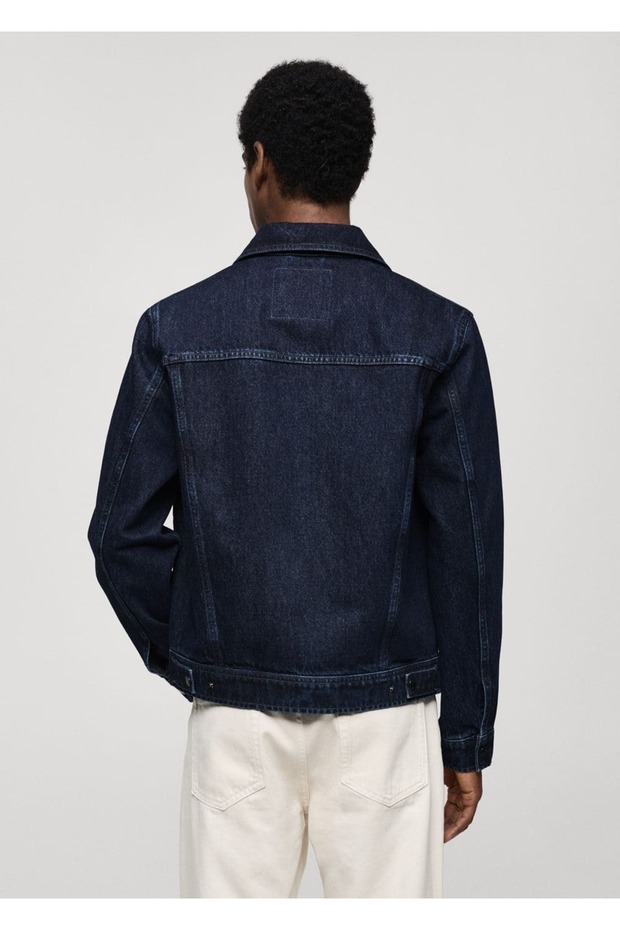 Kürk yakalı denim mont - 4