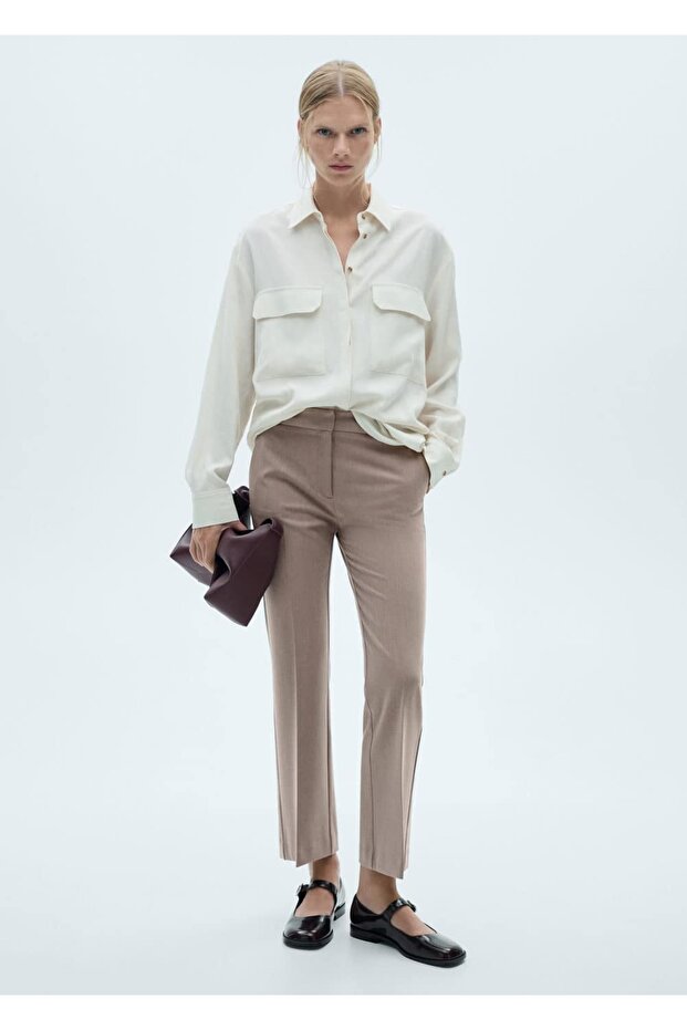 Dökümlü flare pantolon - 2