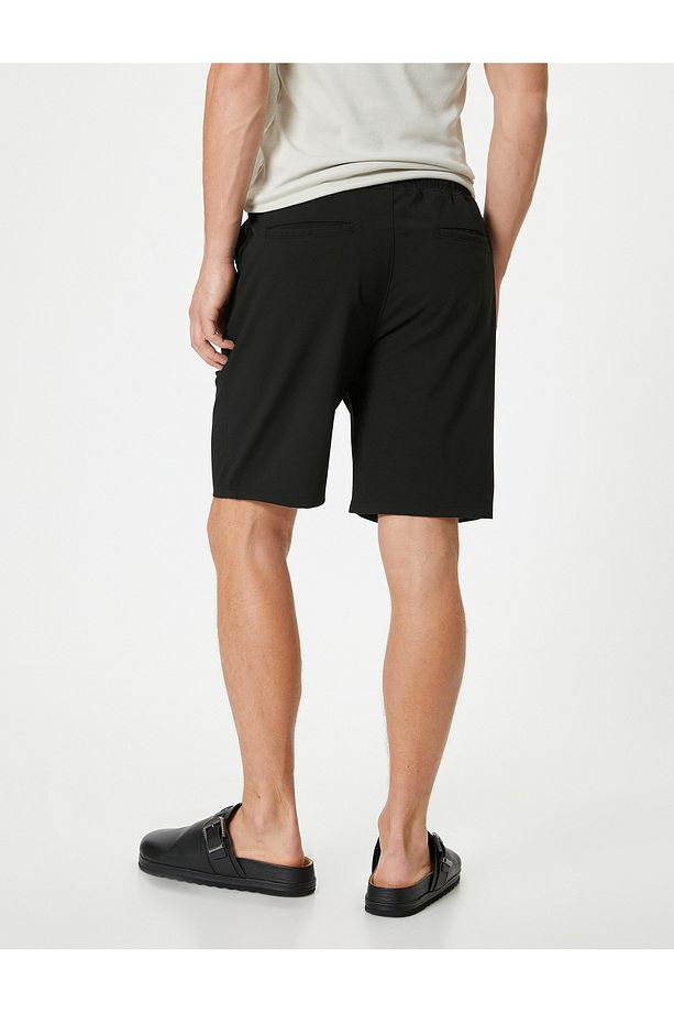 Slim Fit Şort Bermuda Chino Beli Bağcıklı Cep Detaylı - 4