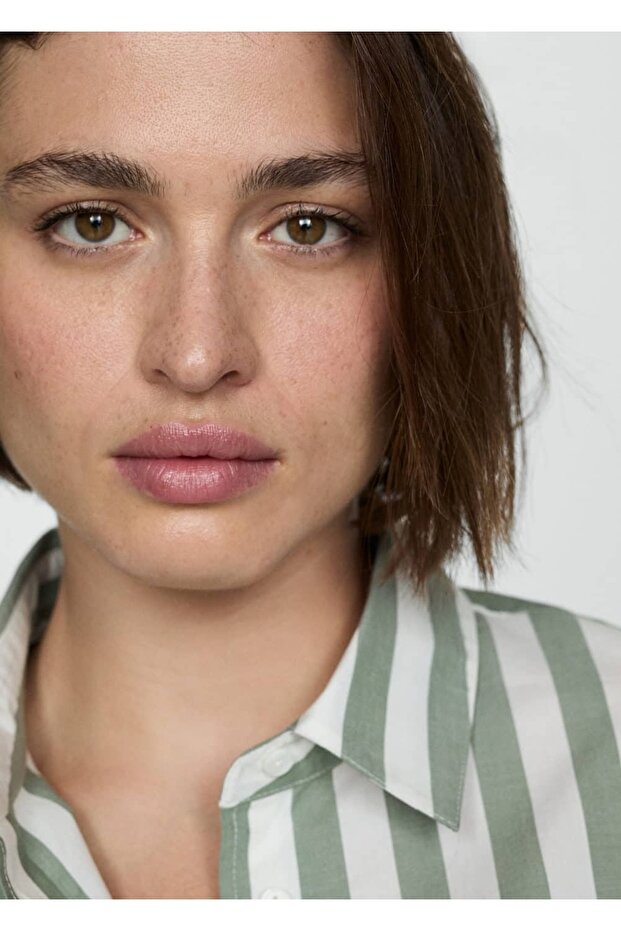 Çizgili Pamuklu Gömlek - 6