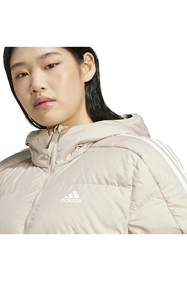 Essentials 3-Stripes Mid Down Kapüşonlu Mont - 4