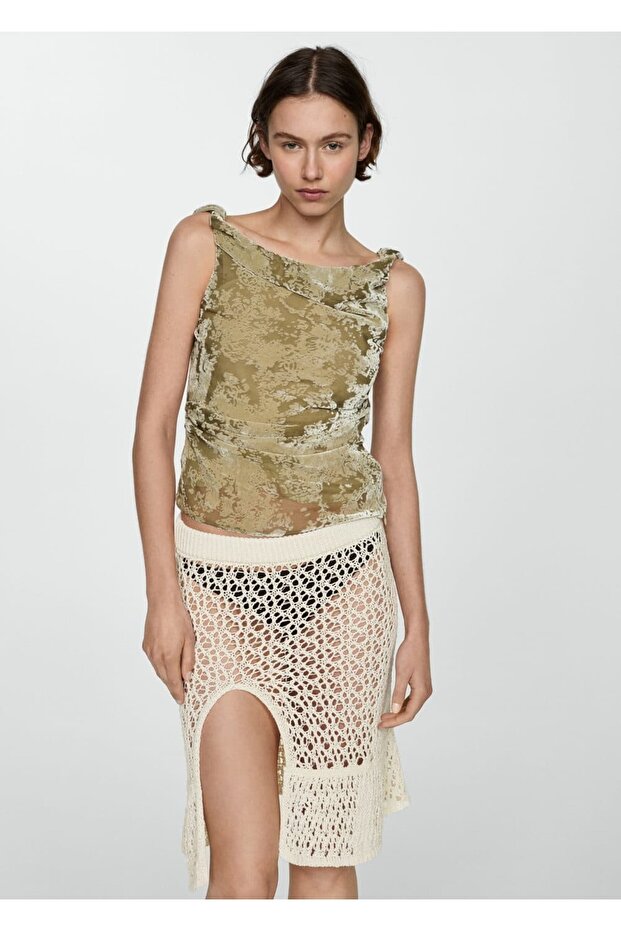 Yırtmaçlı kroşe etek - 7