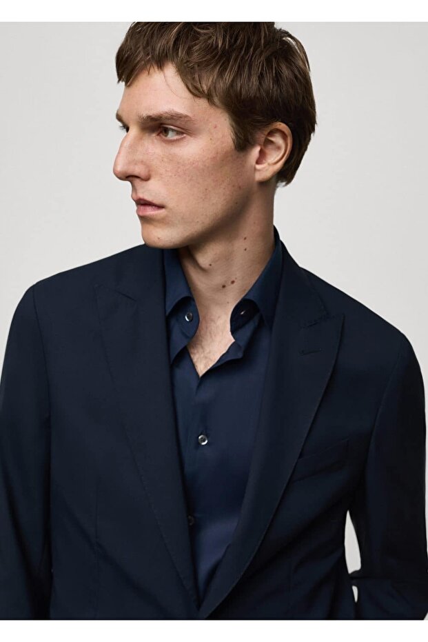 100% Unprocessed Wool Slim-Fit Blazer Jacket - 5