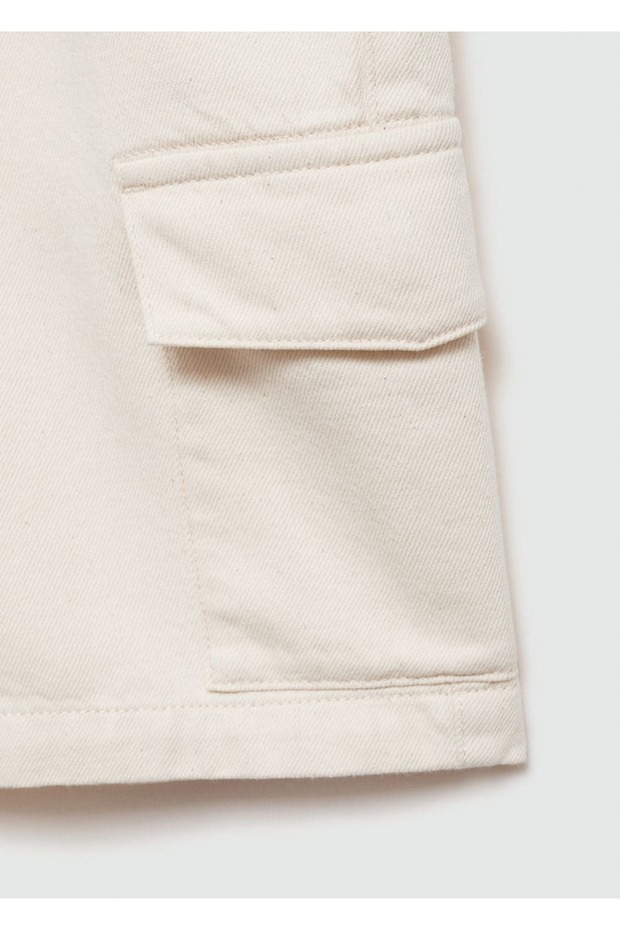 Denim pamuklu kargo bermuda şort - 7