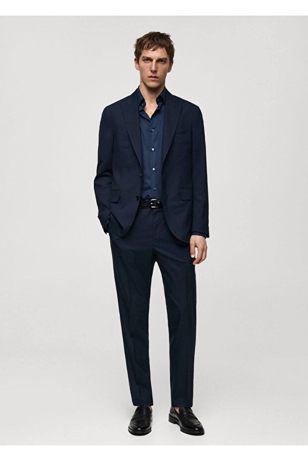 100% Unprocessed Wool Slim-Fit Blazer Jacket - 2