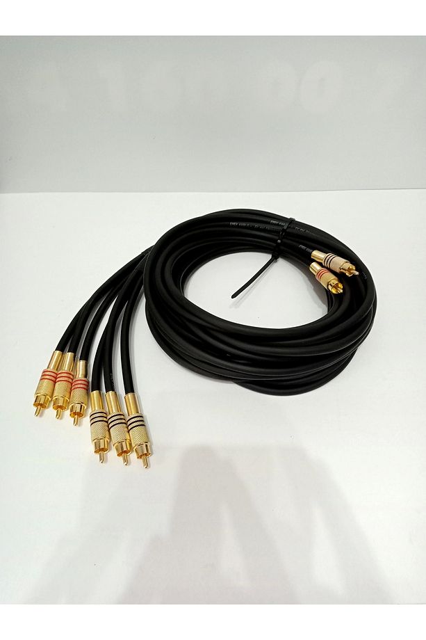 Amfi Rca Kablosu - El Yapımı %100 Bakır Parazit Yapmaz - 2 Giriş 6 Çıkış Anfi Rca Kablosu - 5 Metre - 1
