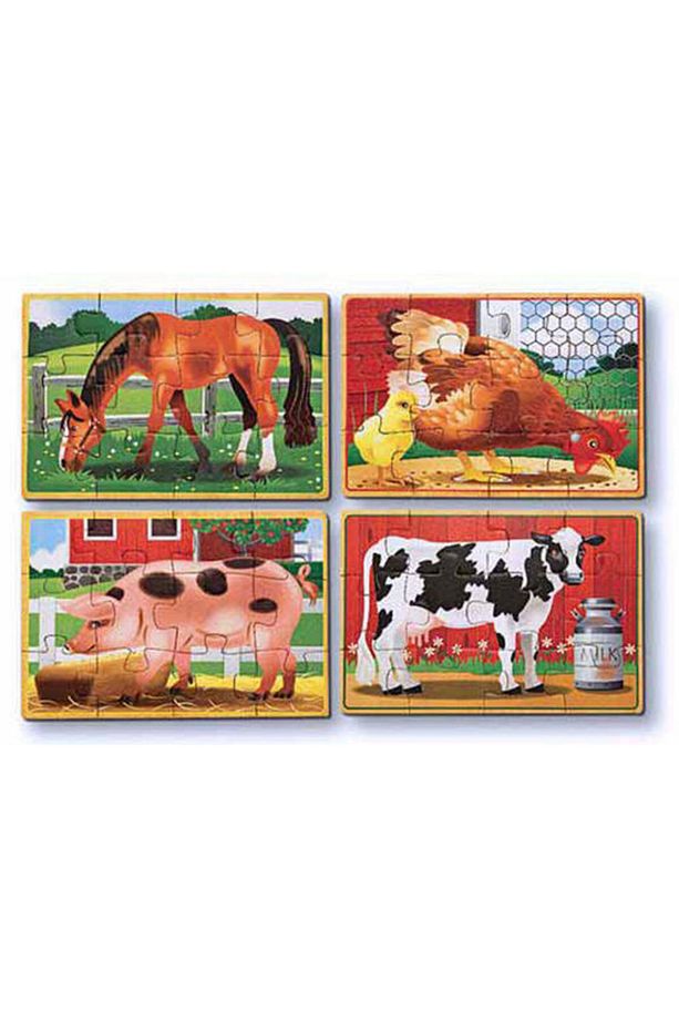 Melissa And Doug Ahşap 12x4 Yapboz Seti - Çiftlik Hayvanları - 1