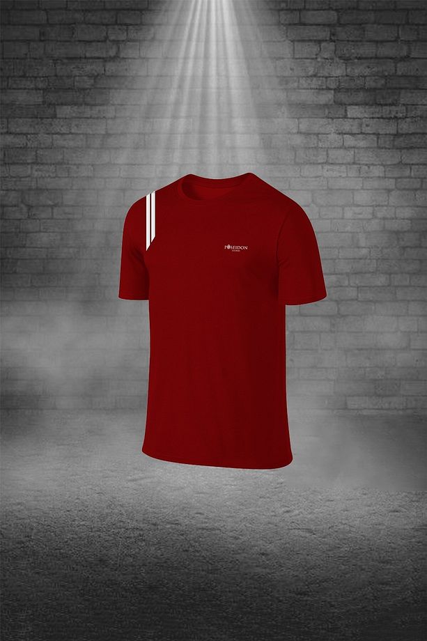 Over Size Erkek Bordo Dri-fit Kumaş Cepli Baskısız Bisiklet Yaka Tişört Şort Sporcu Alt Üst Takım - 2